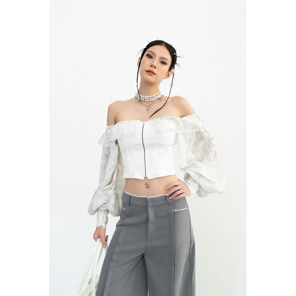 Cera Lace Waist Straight Pants