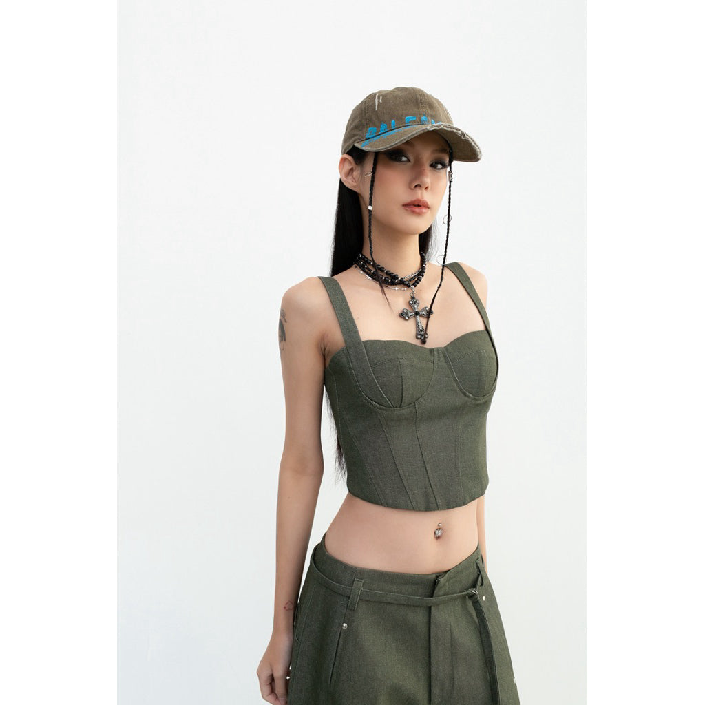 Cera Curved Leg Belt Pants