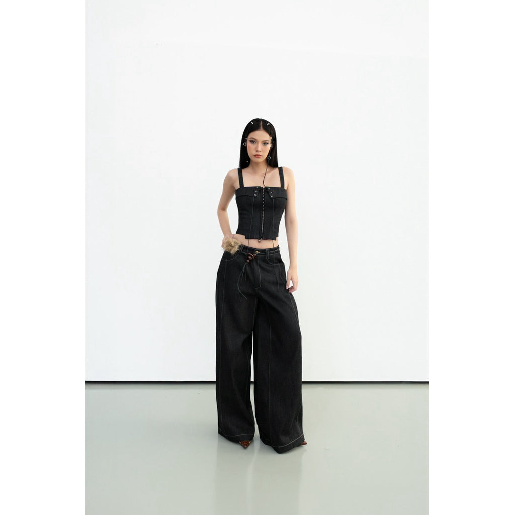 Cera Wide Leg Black Jeans