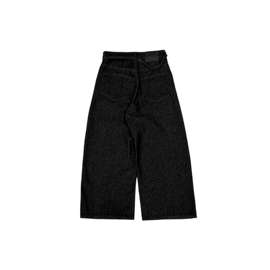 WHOSE Raw Black Loose Pleat Jeans
