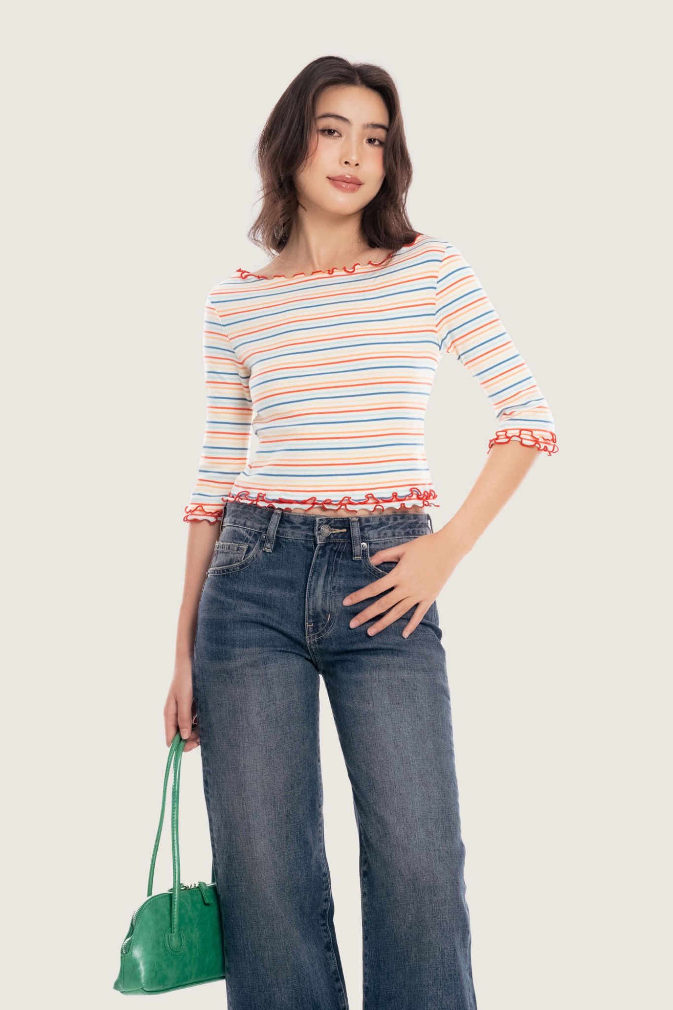 Libe Rainbow Striped Long Sleeves Top (Pre-order)