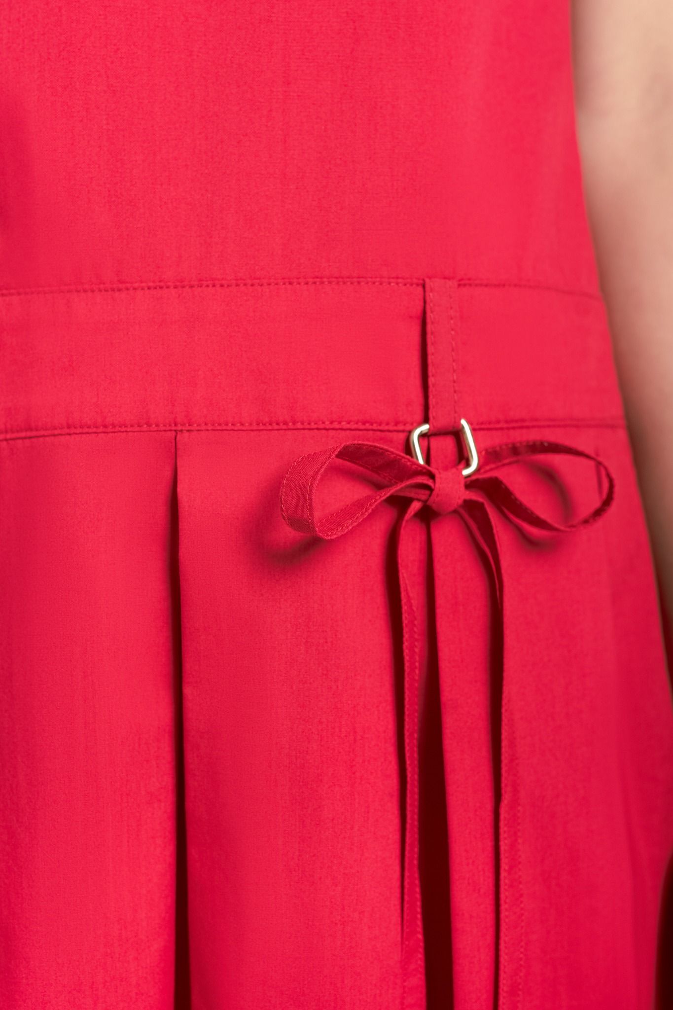 Libe Red Sleeveless Pleated Bow Mini Dress (Pre-order)
