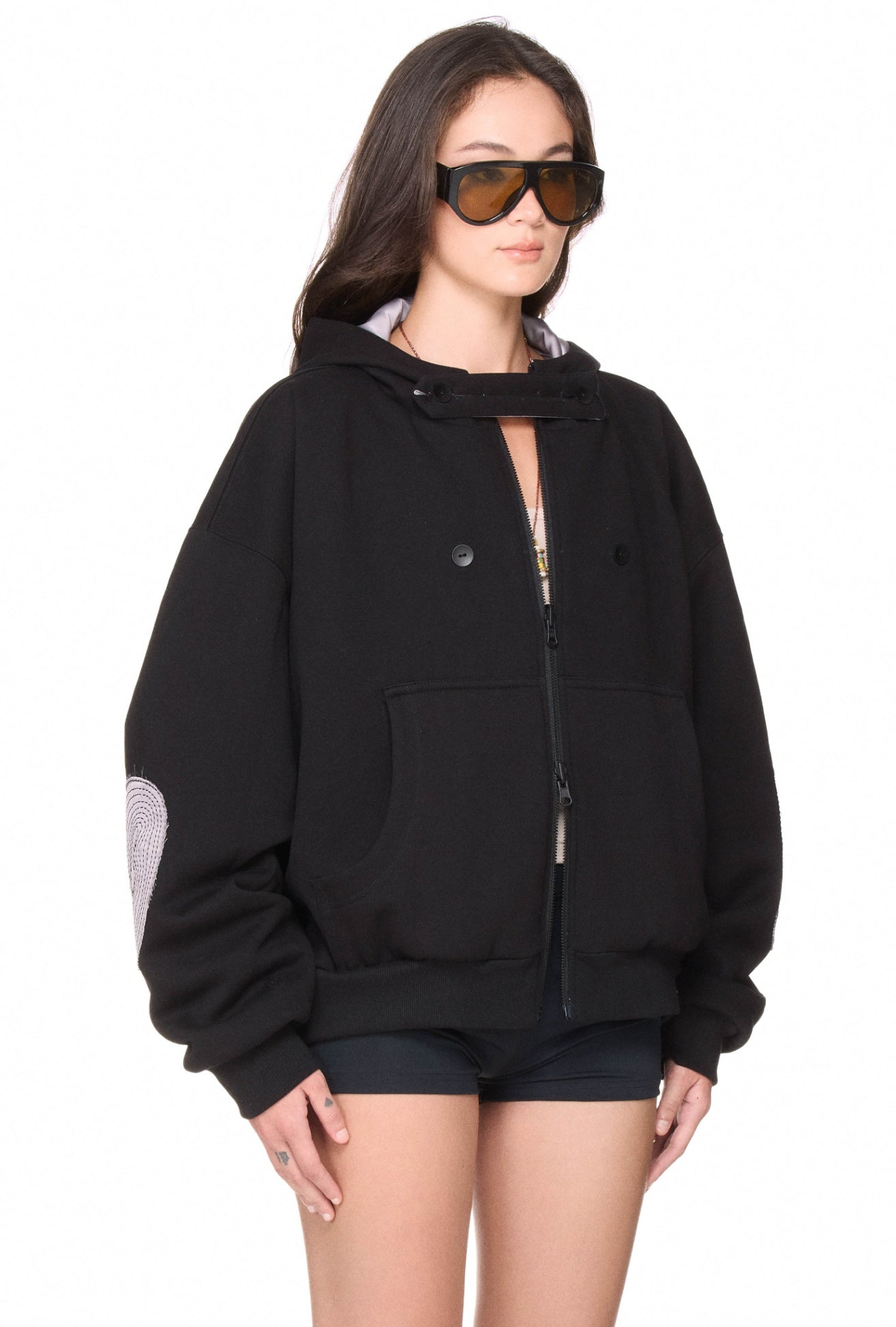 The Beuter Reversible Silk Elbow Patch Hoodie - Black