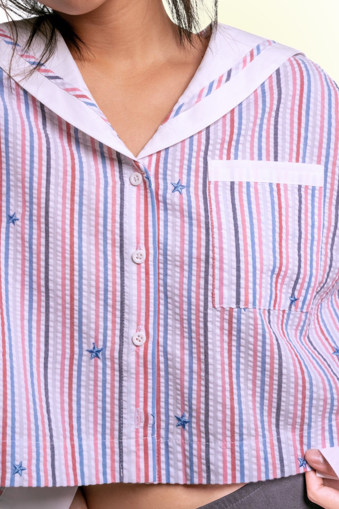 Libe Sailor Collar Crop Shirt (Pre-order)