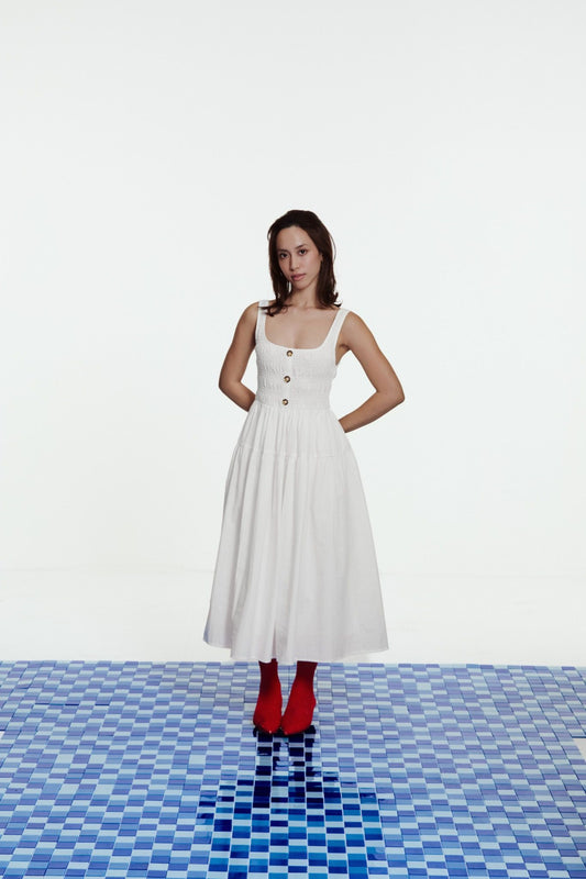 Libe Smocked Midi Dress (Pre-order)