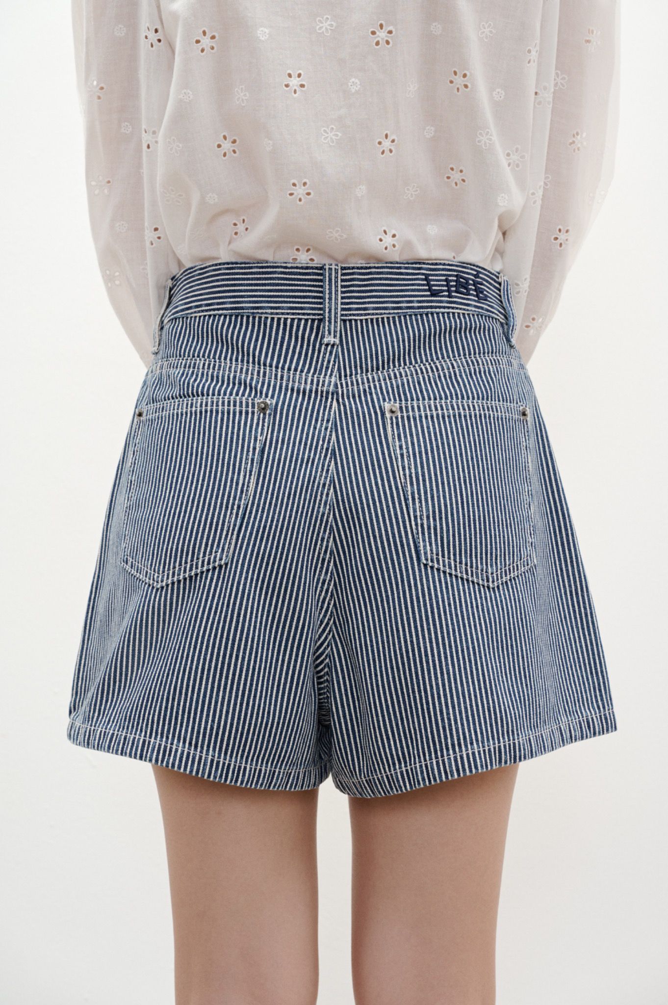 Libe Striped Bermuda Denim Shorts (Pre-order)