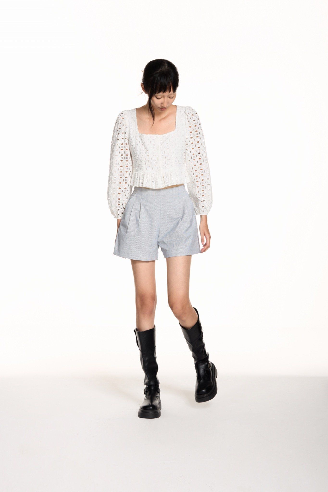 Libe Striped Pleated Shorts (Pre-order)