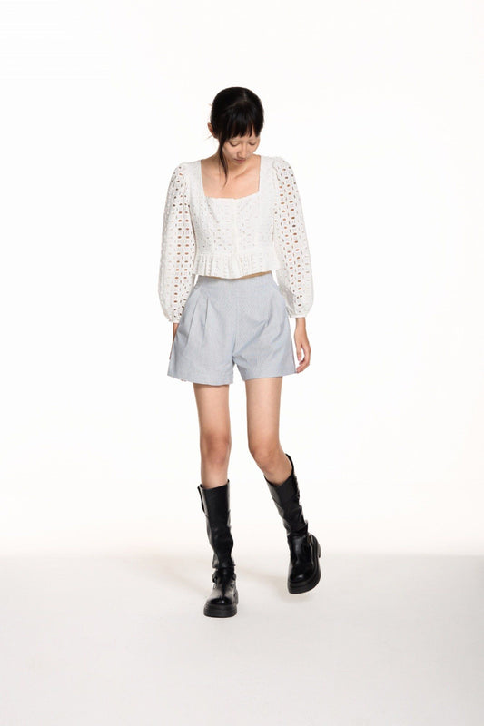 Libe Striped Pleated Shorts (Pre-order)
