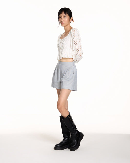 Libe Striped Pleated Shorts (Pre-order)