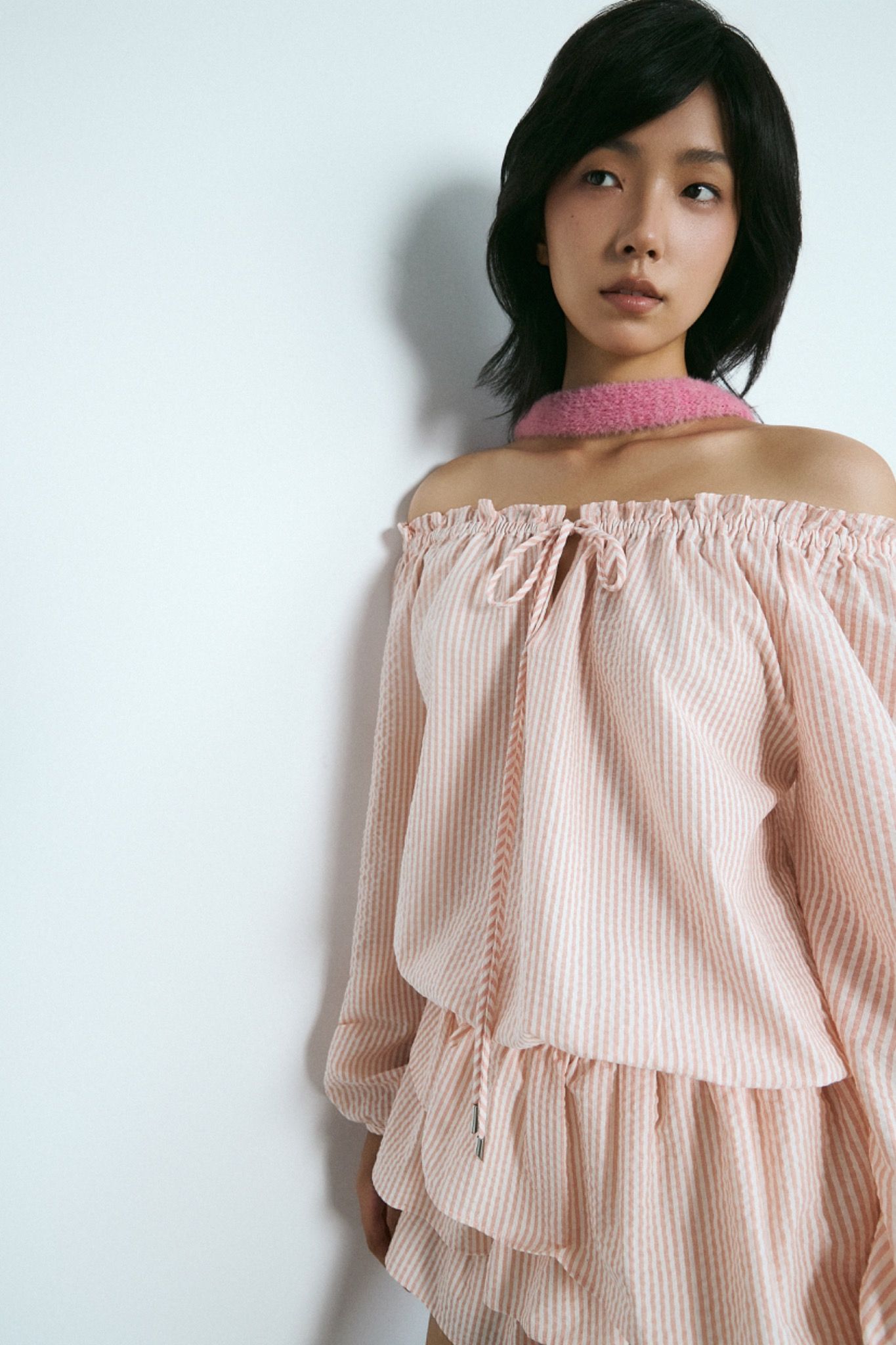 Libe Striped Ruffle Mini Dress (Pre-order)