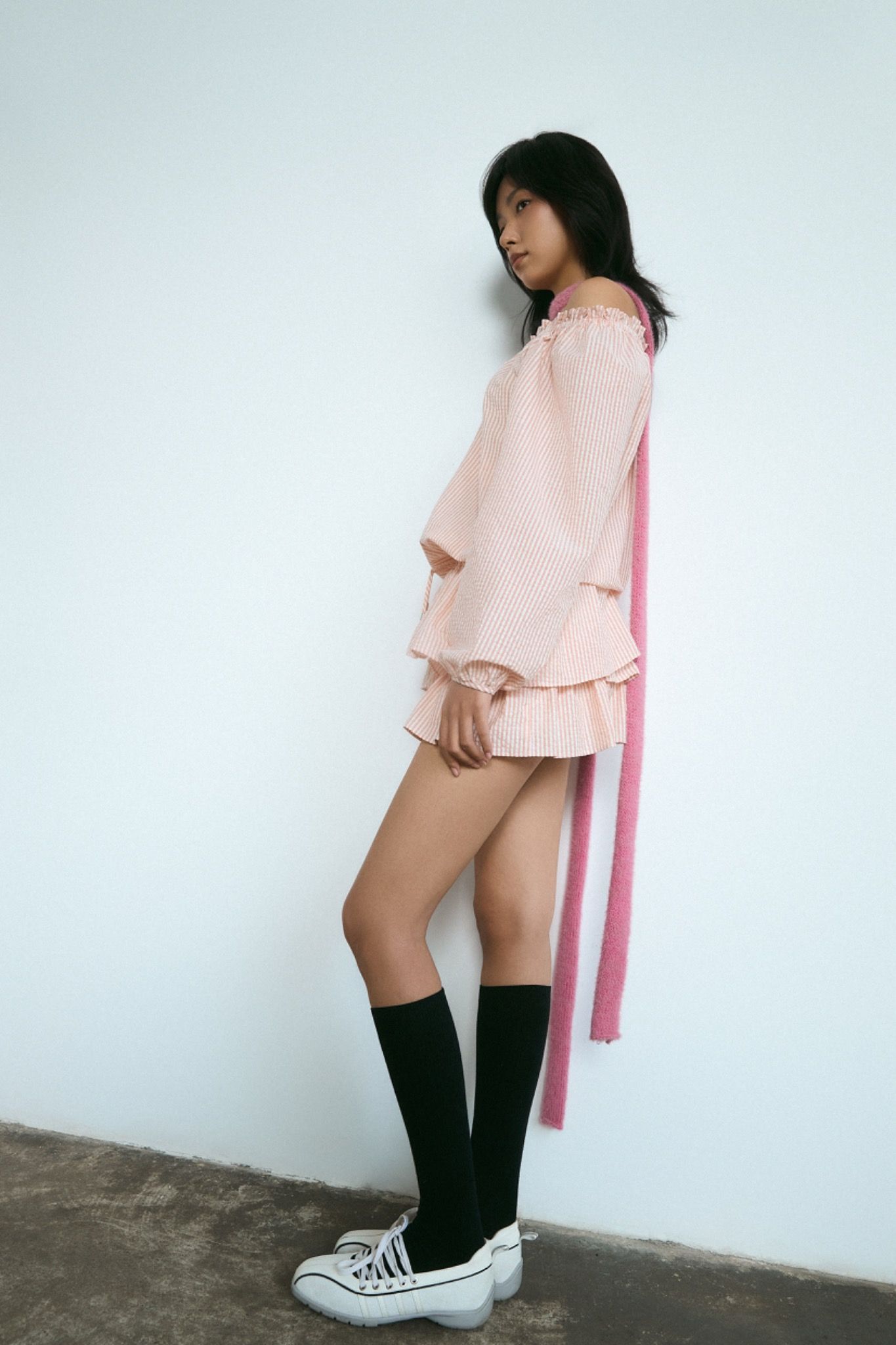 Libe Striped Ruffle Mini Dress (Pre-order)