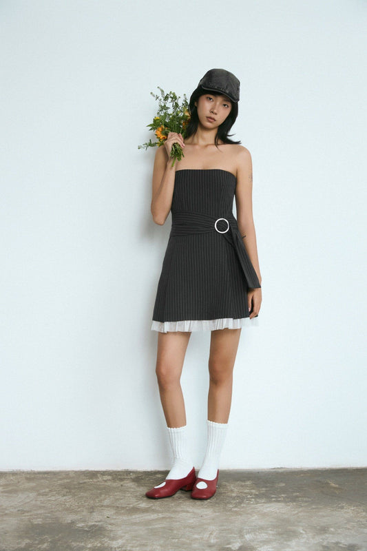 Libe Striped Scoop Neck Mini Dress (Pre-order)