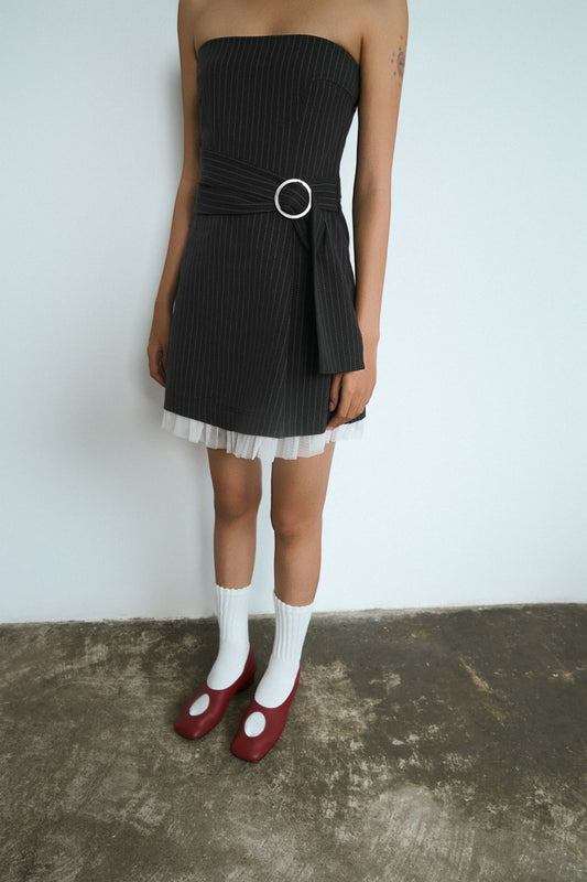 Libe Striped Scoop Neck Mini Dress (Pre-order)