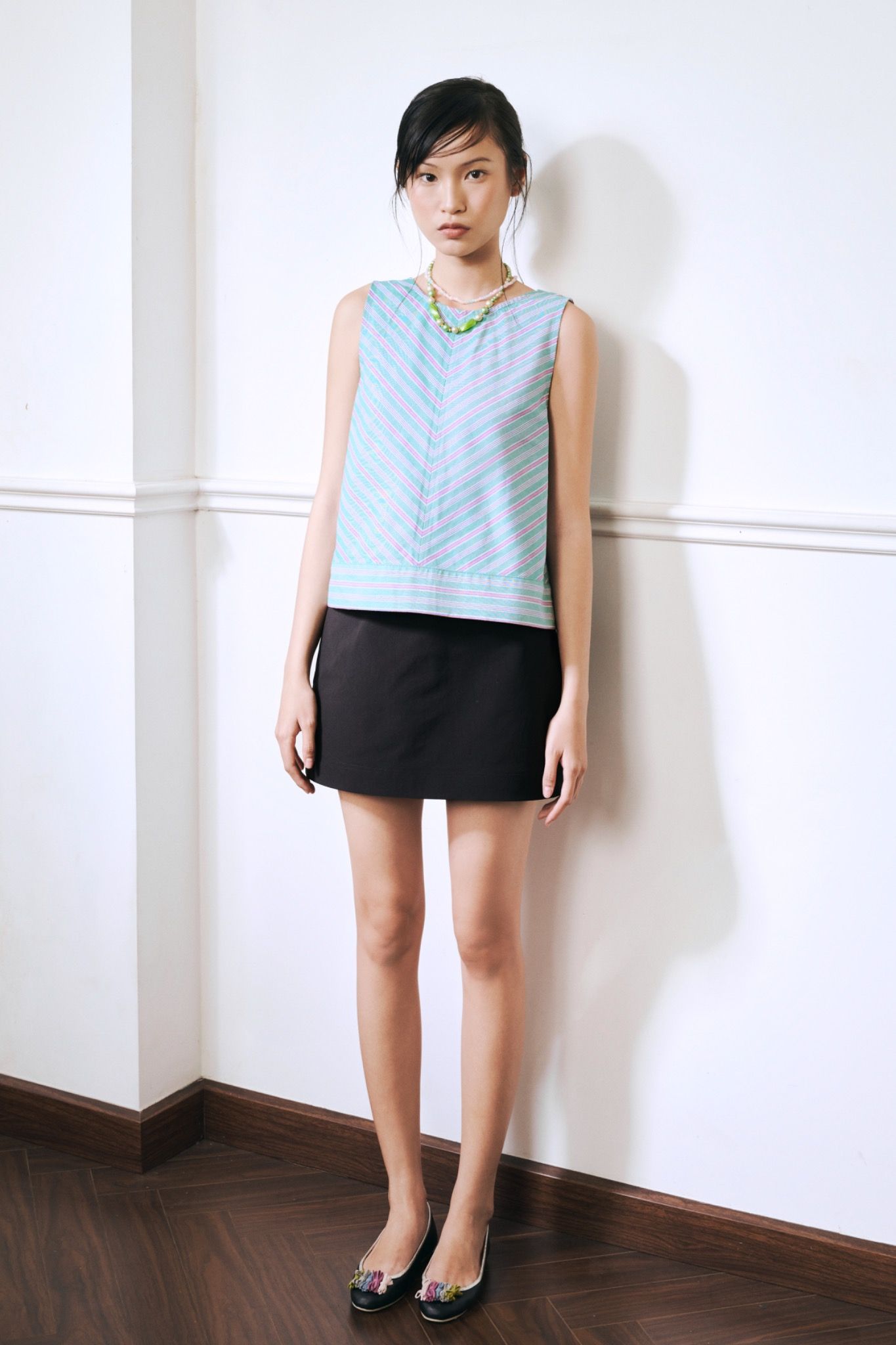 Libe Striped Sleeveless Top (Pre-order)