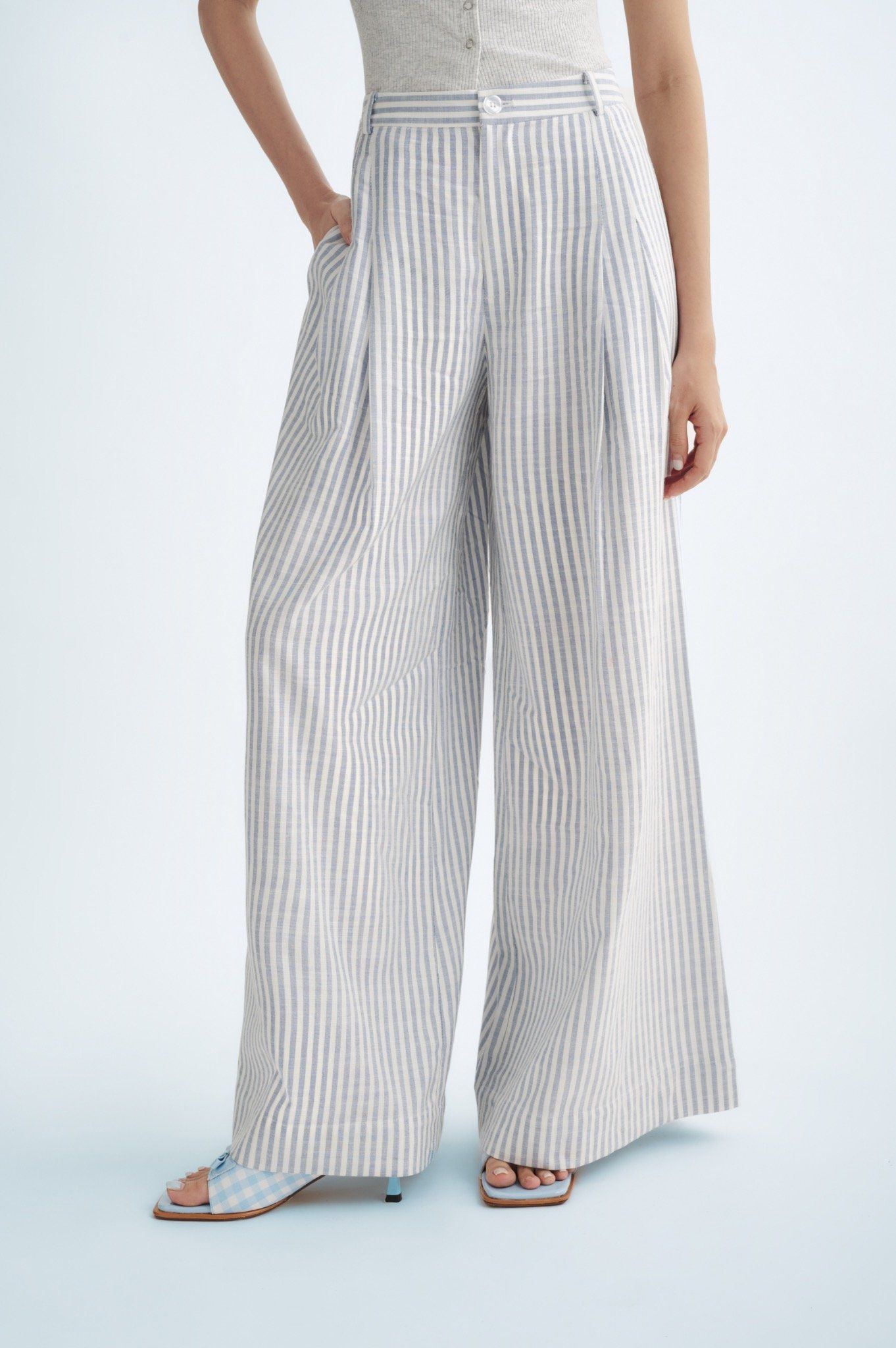 Libe Striped Wide Leg Trousers (Pre-order)