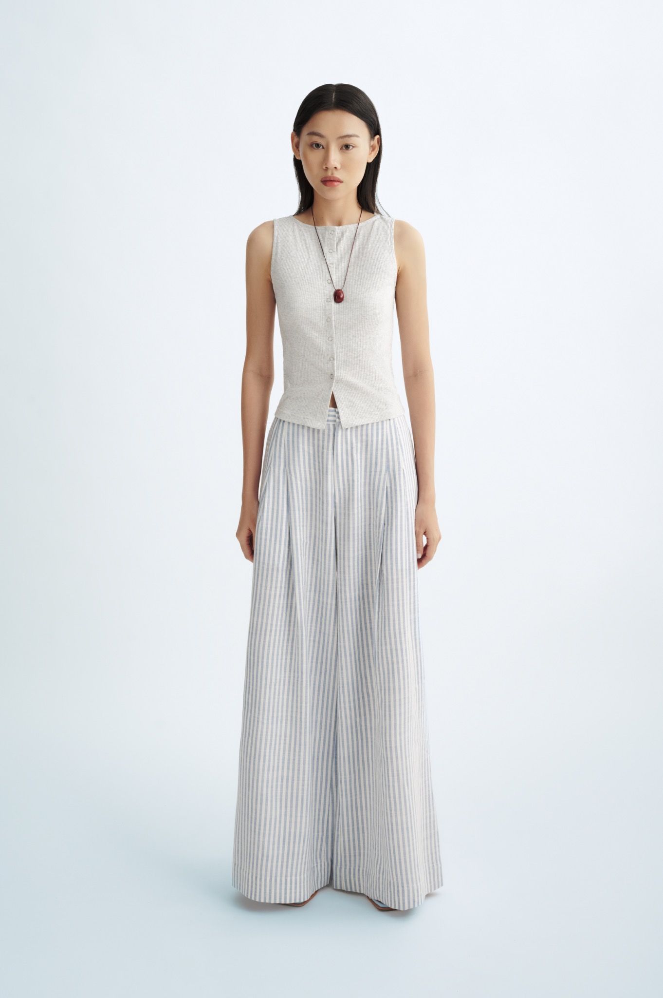 Libe Striped Wide Leg Trousers (Pre-order)