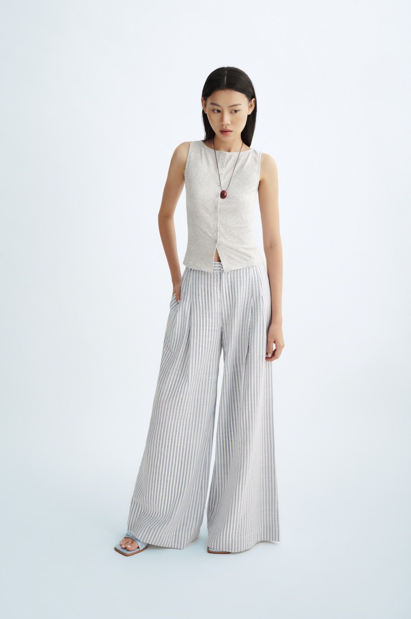 Libe Striped Wide Leg Trousers (Pre-order)