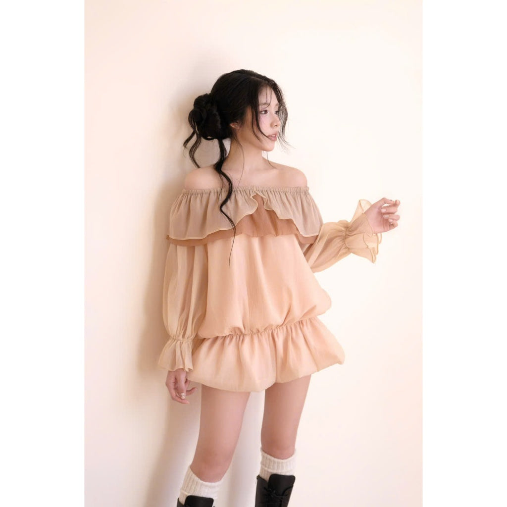 Aguja Tige Off-Shoulder Bubble Dress (Pre-order)