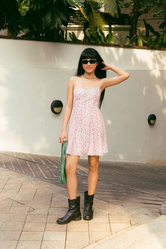 Libe Tiny Floral Strappy Mini Dress (Pre-order)