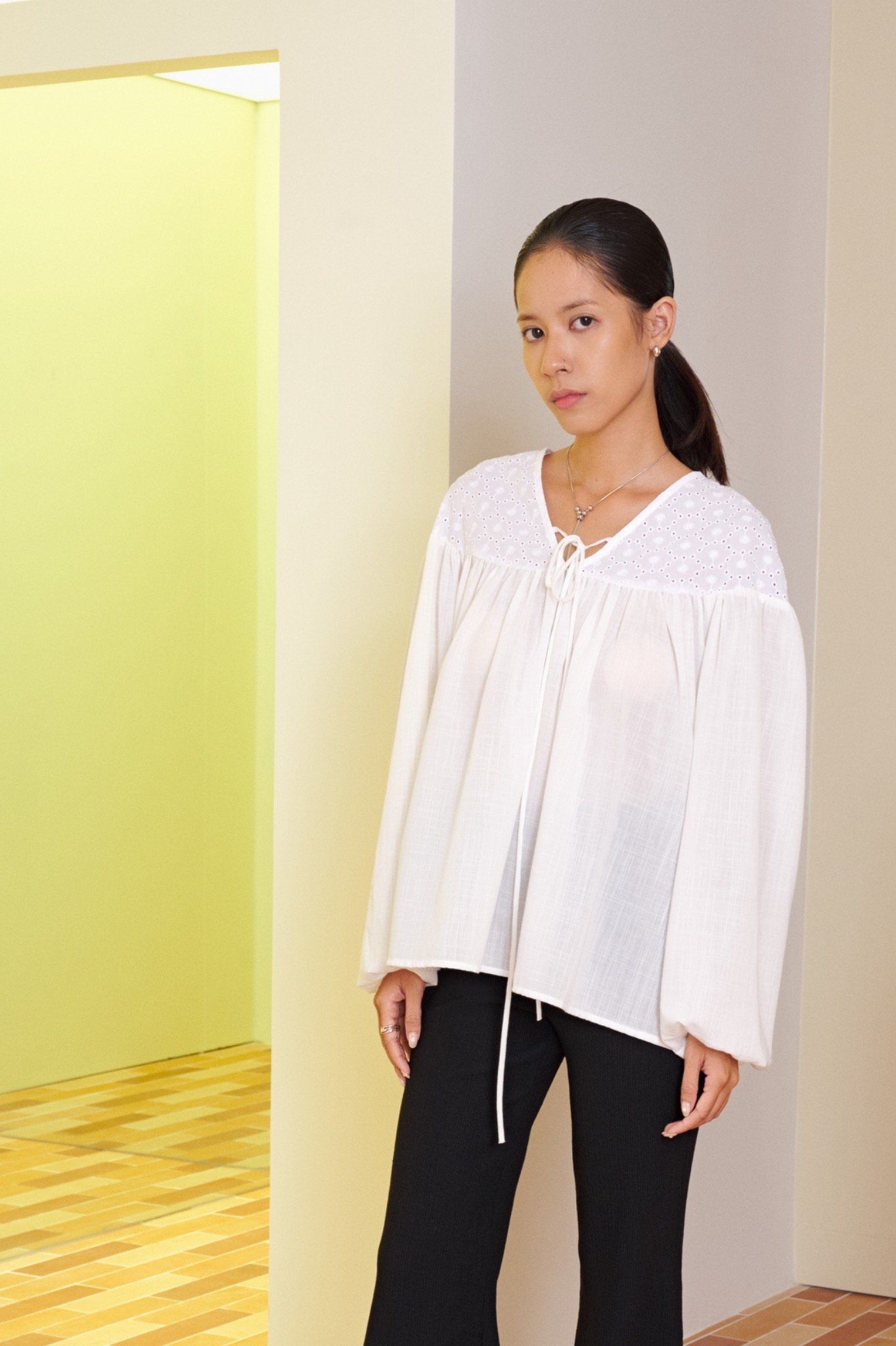 Libe V-Neck Ruched Top (Pre-order)