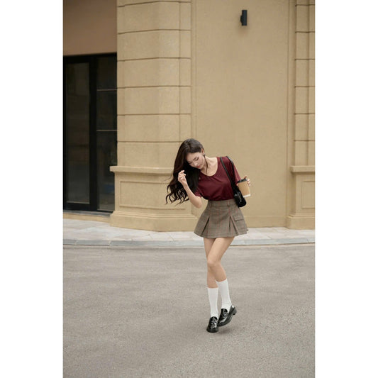 Colin Pleated Plaid Skort With Cargo Pockets (Pre-order)