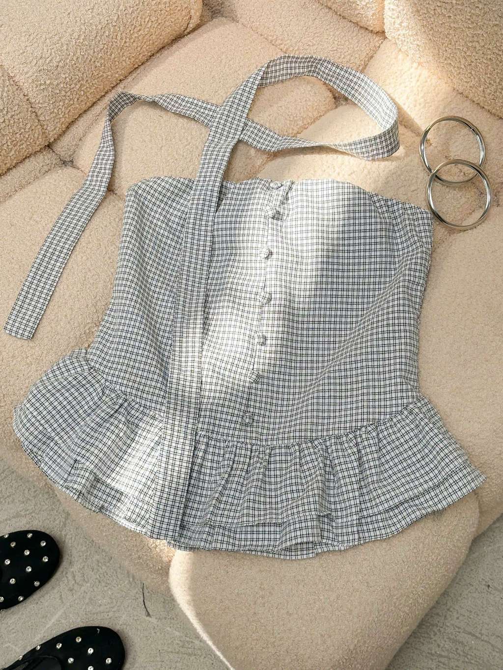 Mieufashionista Check Halter Top Vella