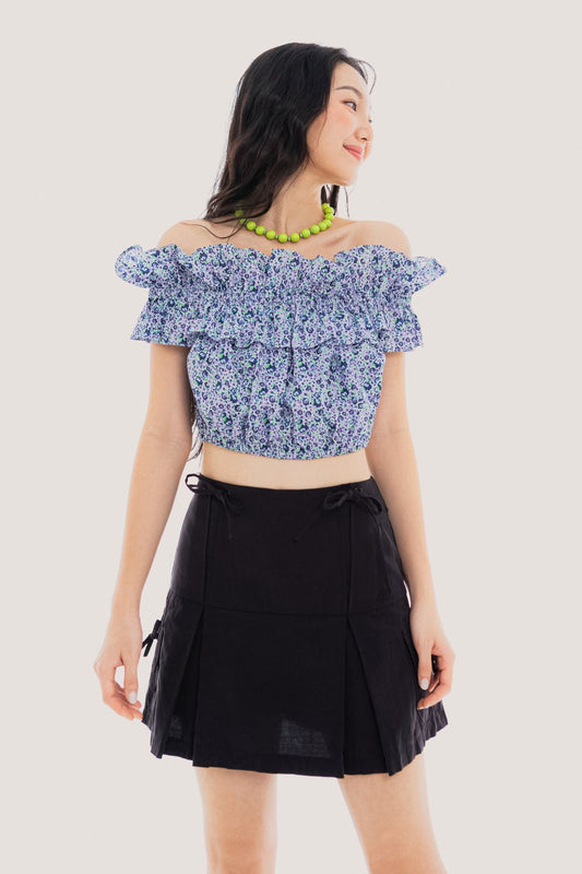 Libe Violet Floral Off Shoulder Top (Pre-order)