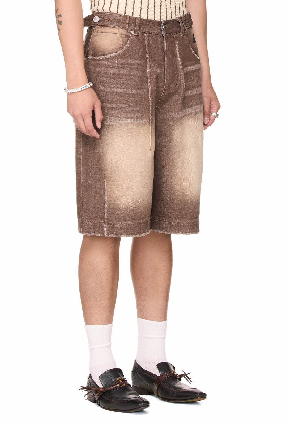 The Beuter Washed Denim Shorts - Brown