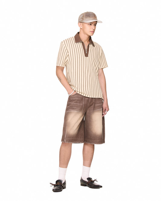 The Beuter Washed Denim Shorts - Brown