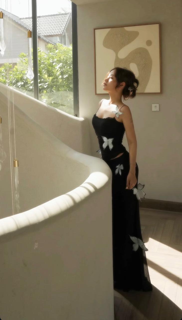 Daily n Rose Butterfly Black Dress