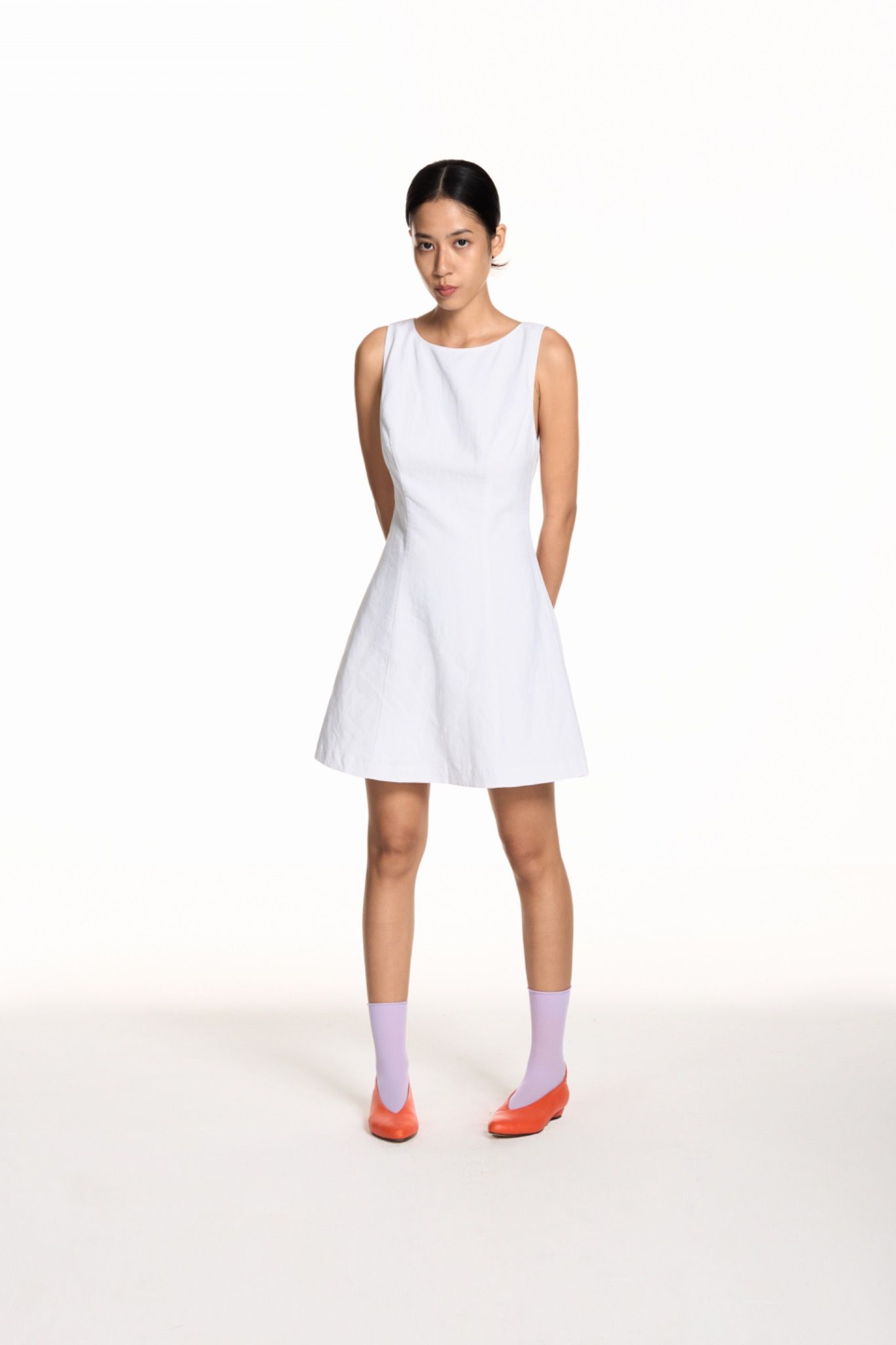 Libe White Boat Neck Mini Dress (Pre-order)