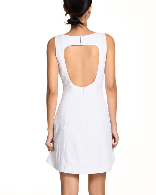 Libe White Boat Neck Mini Dress (Pre-order)