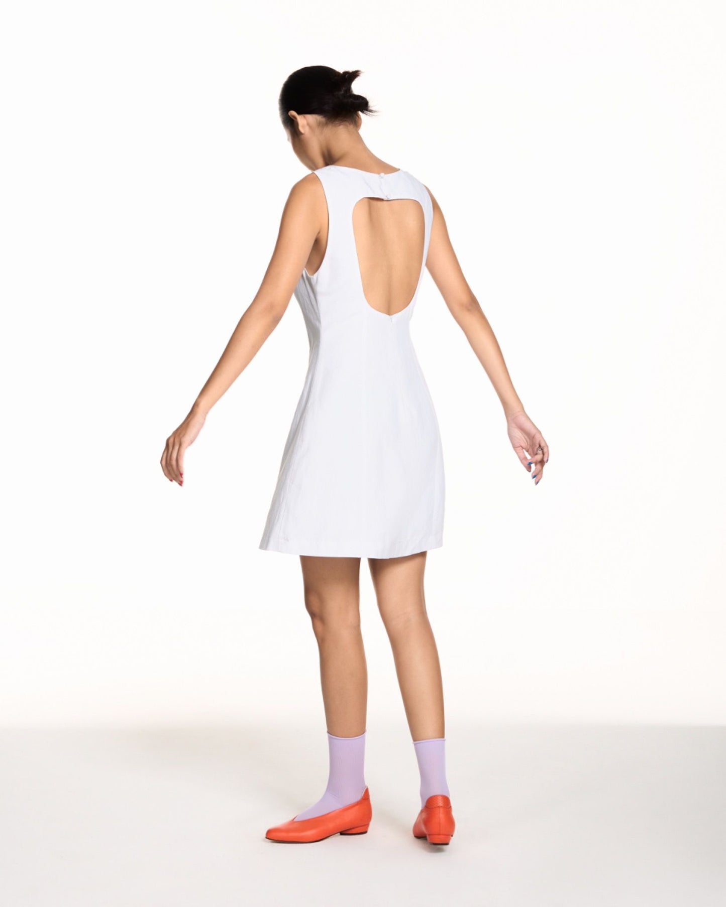 Libe White Boat Neck Mini Dress (Pre-order)