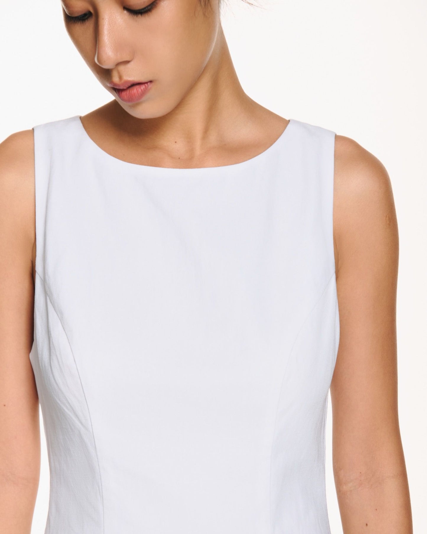 Libe White Boat Neck Mini Dress (Pre-order)