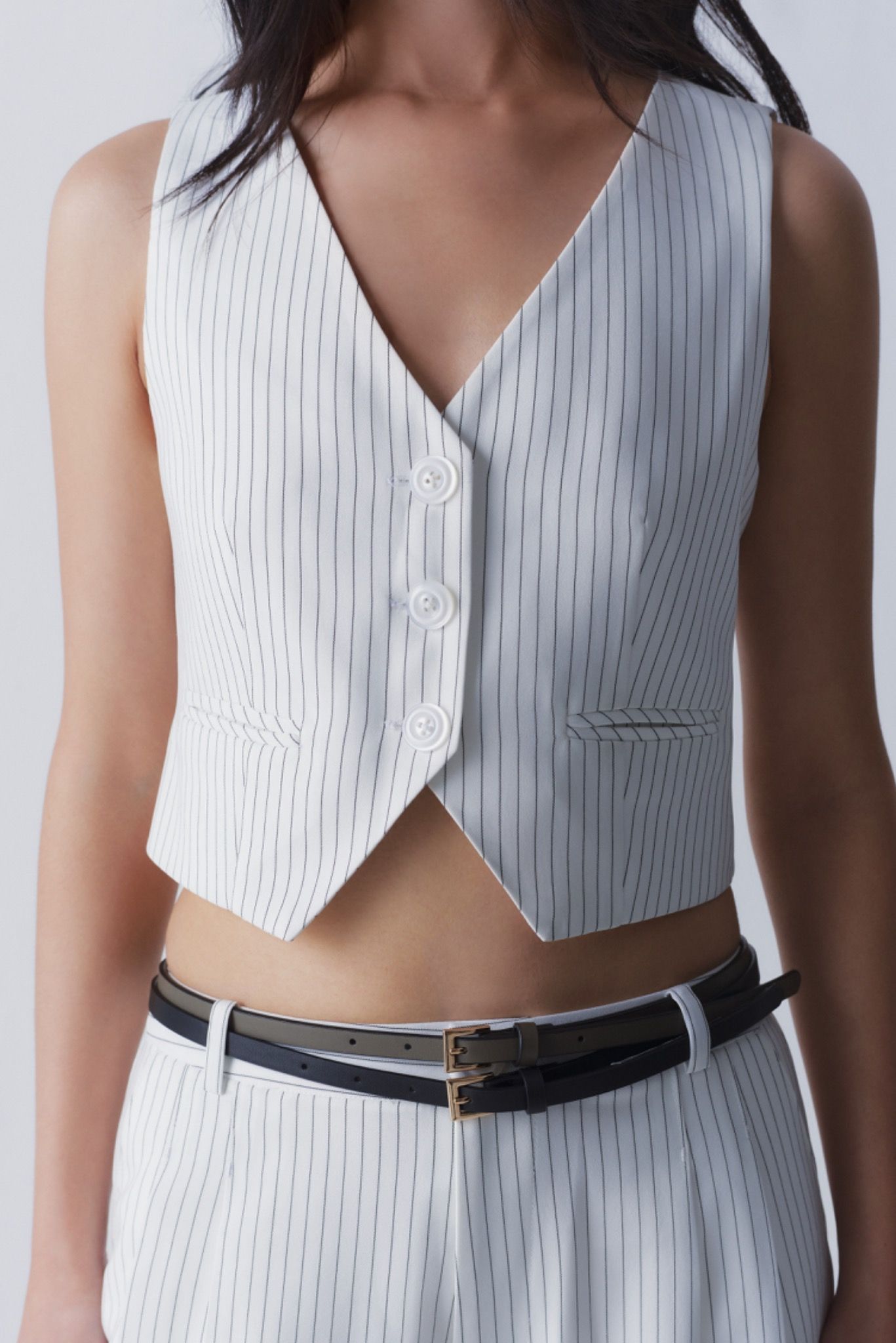 Libe White Fitted Gilet Top (Pre-order)