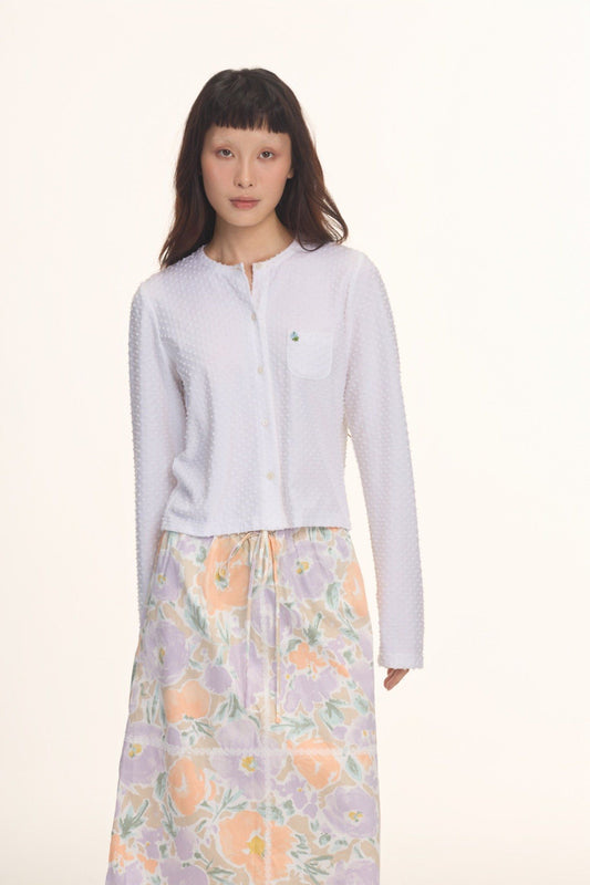 Libe White Long Sleeve Cardigan (Pre-order)
