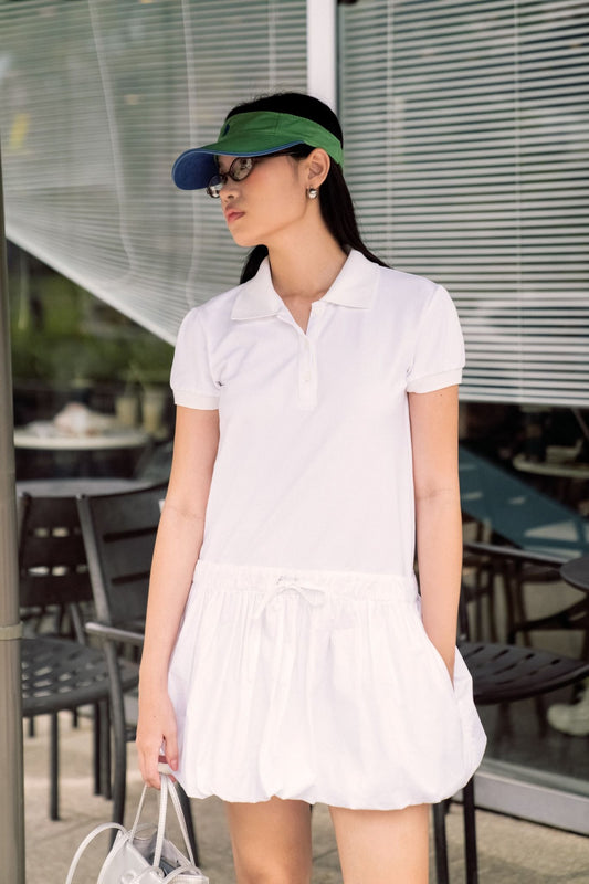 Libe White Polo Neck Bubble Dress (Pre-order)