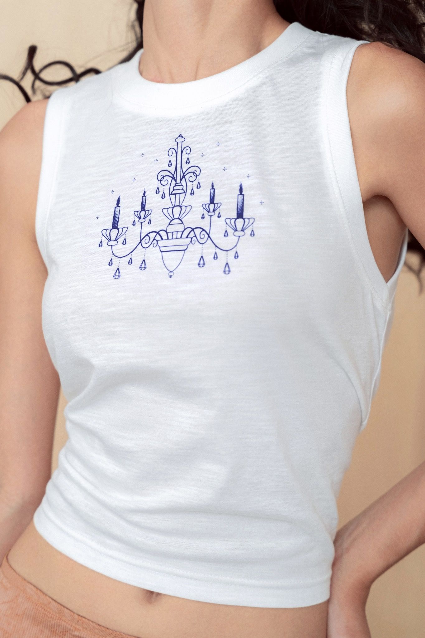 Libe White Printed Tank Top (Pre-order)