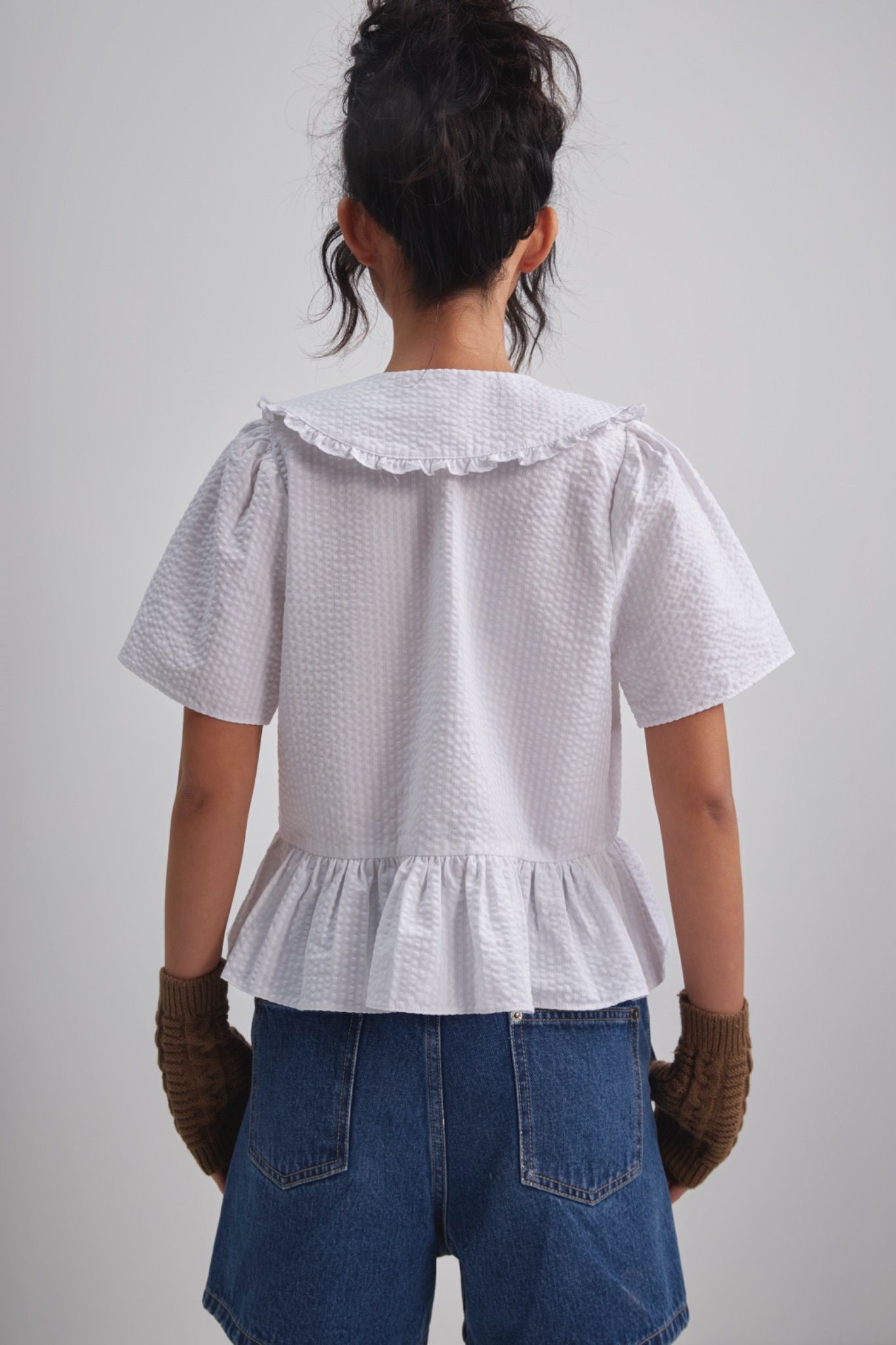 Libe White Puff Sleeve Top - Seersucker (Pre-order)