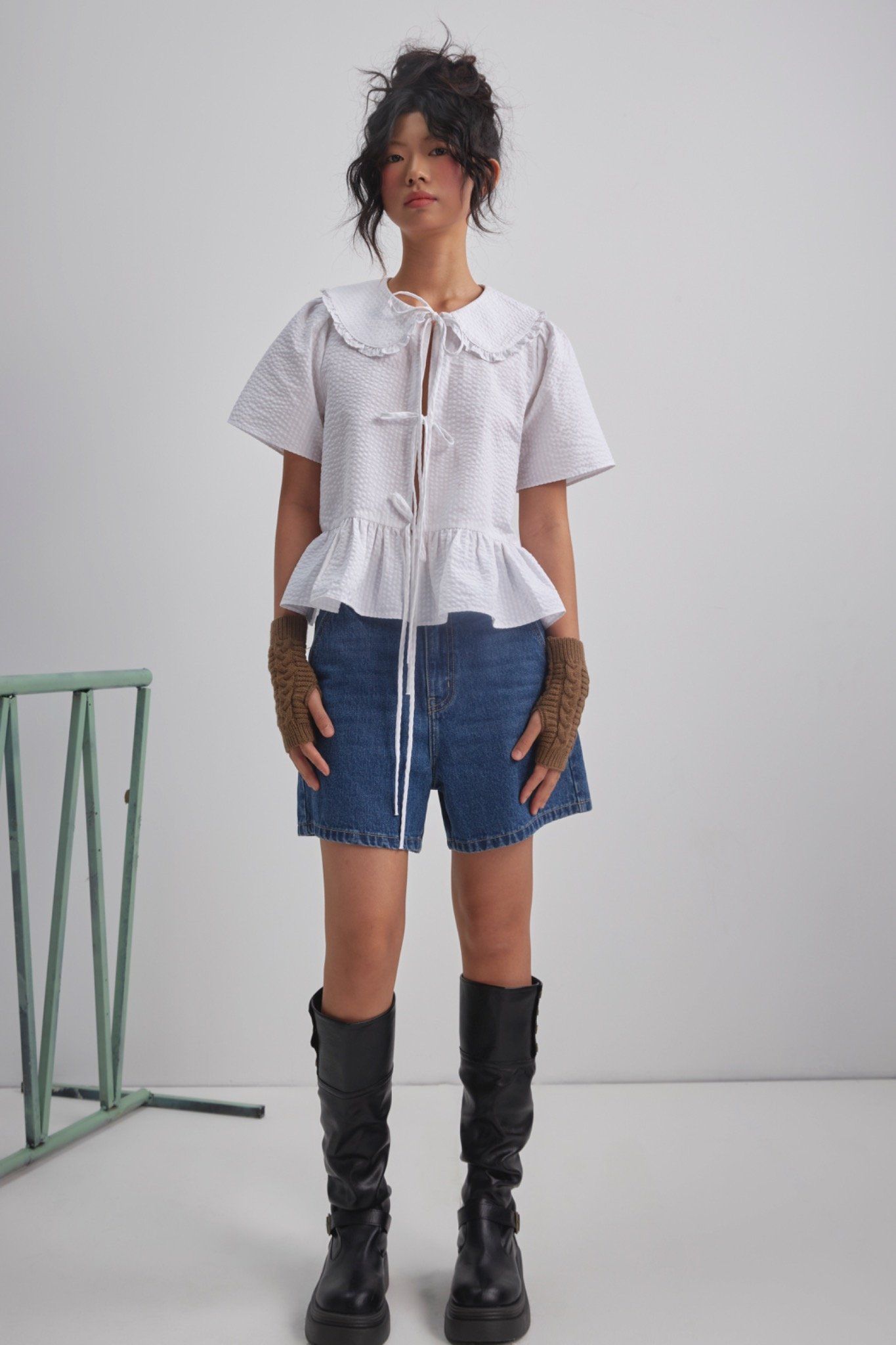 Libe White Puff Sleeve Top - Seersucker (Pre-order)