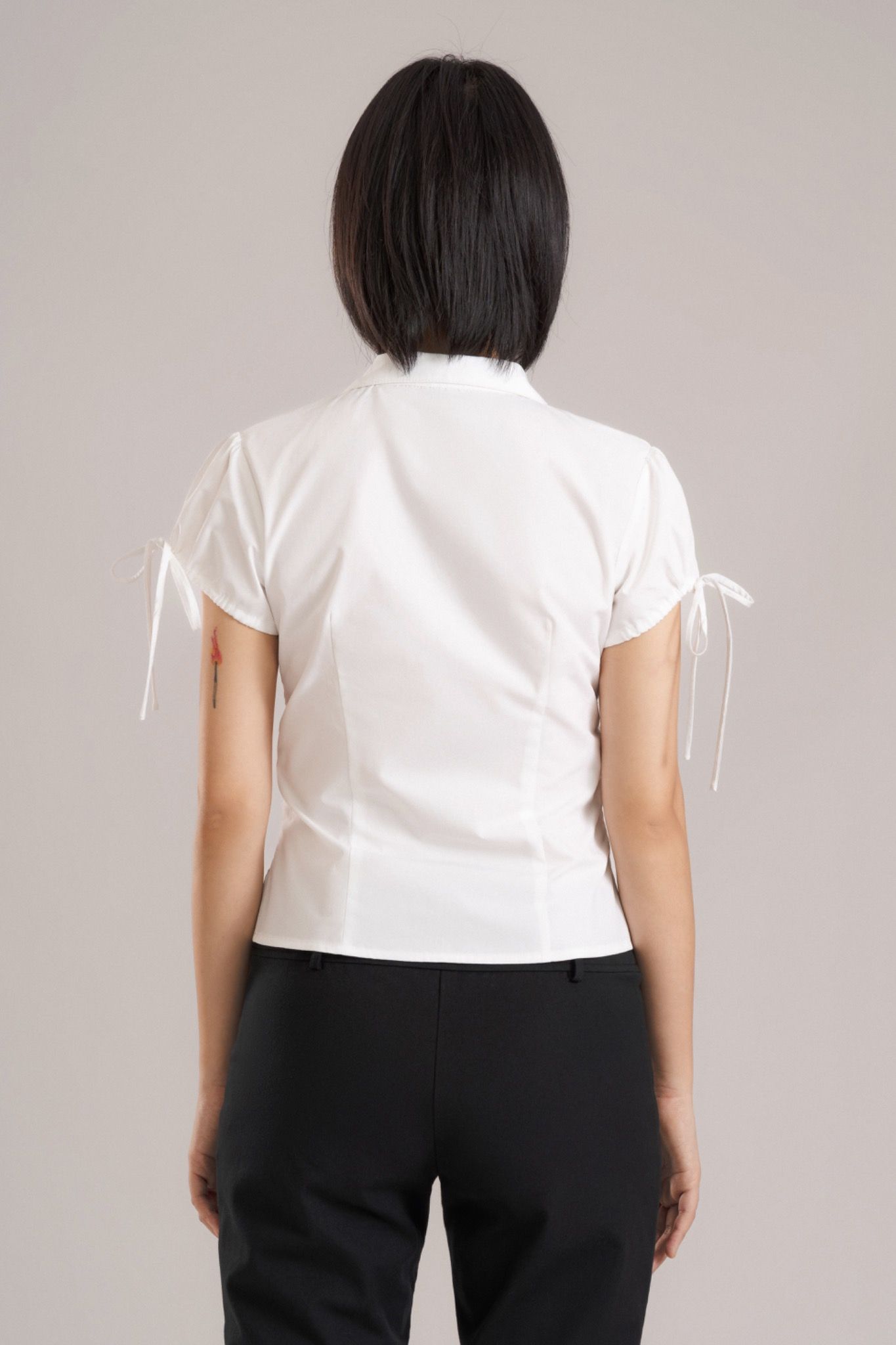 Libe White Ruched Shirt (Pre-order)