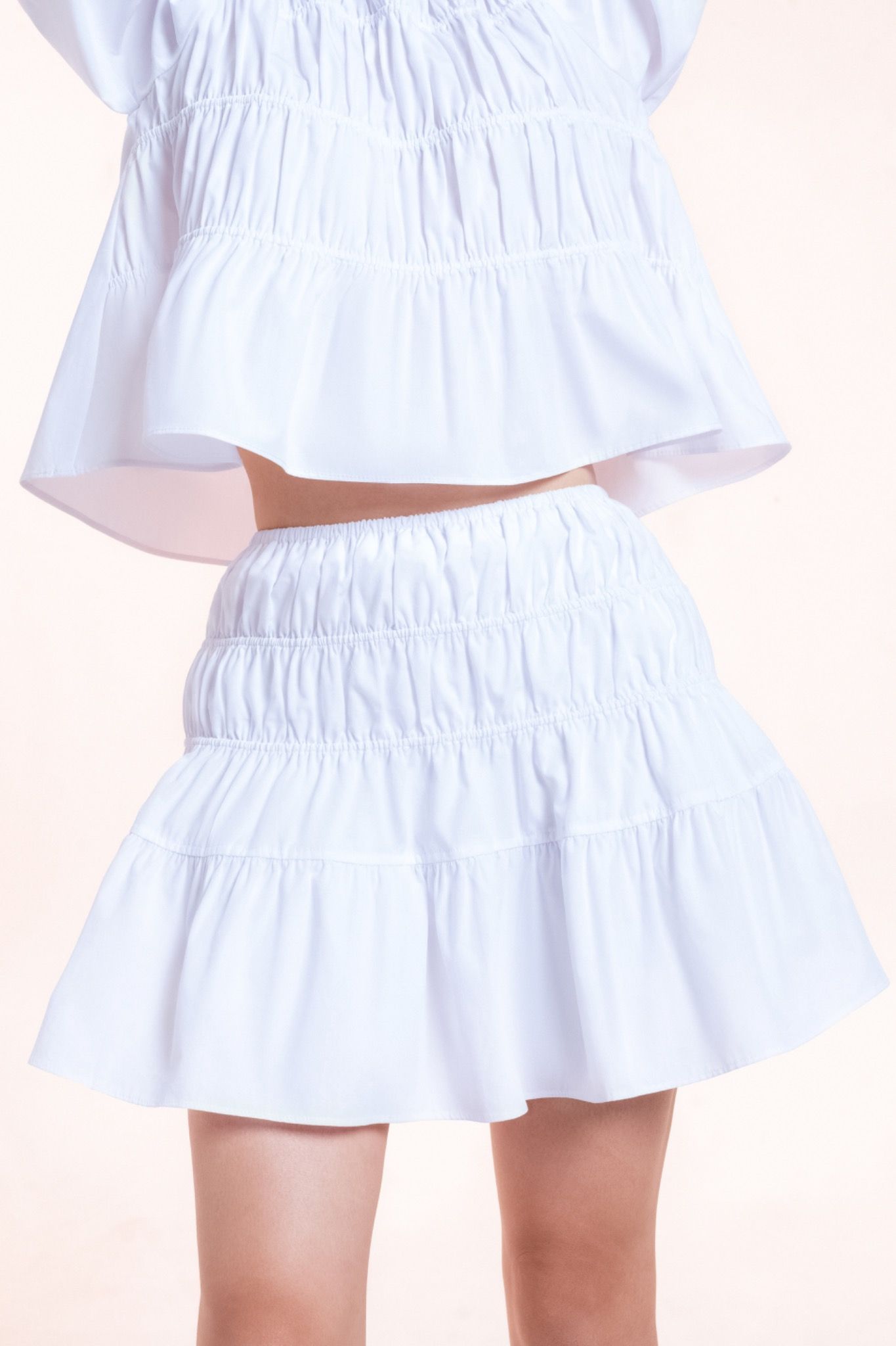 Libe White Smock Mini Skirt (Pre-order)