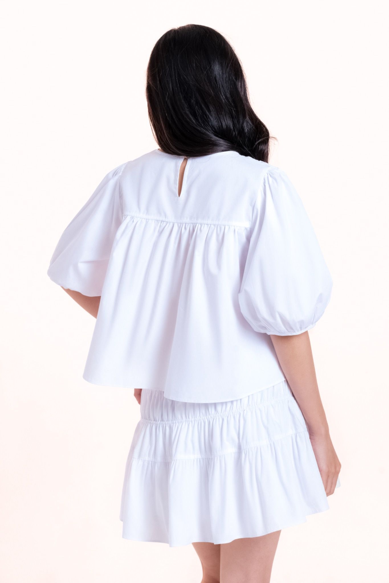 Libe White Smock Mini Skirt (Pre-order)