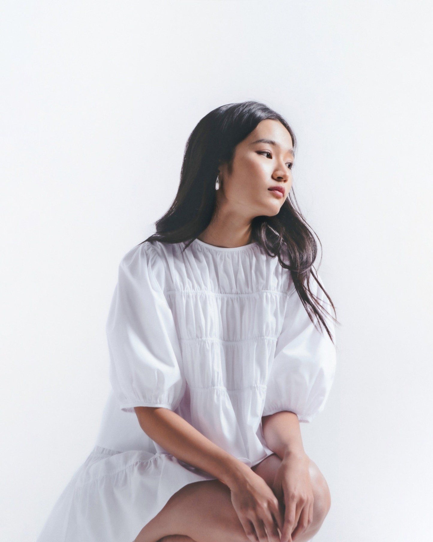 Libe White Smock Mini Skirt (Pre-order)