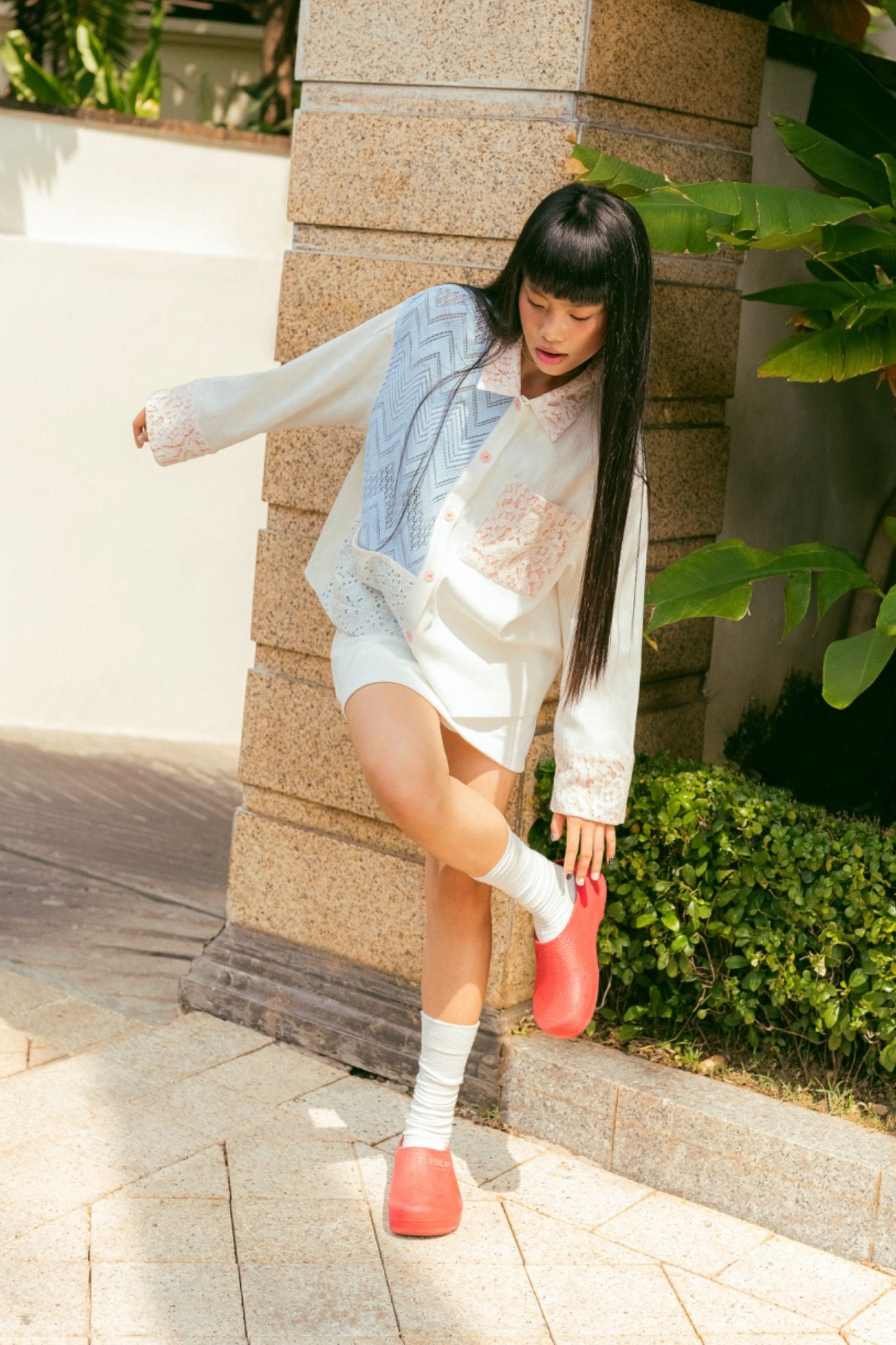 Libe White Sporty Elastic Waistband Mini Skirt (Pre-order)