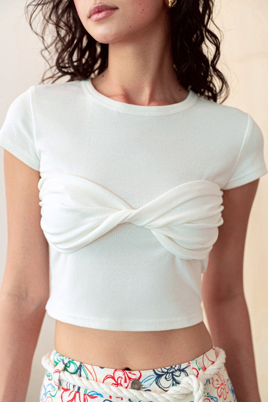 Libe White Twisted Front Top (Pre-order)