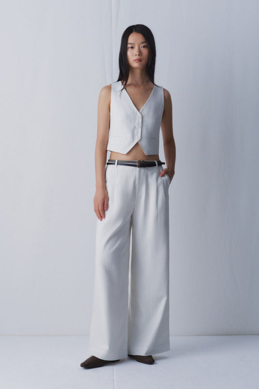 Libe White Wide Leg Trousers (Pre-order)