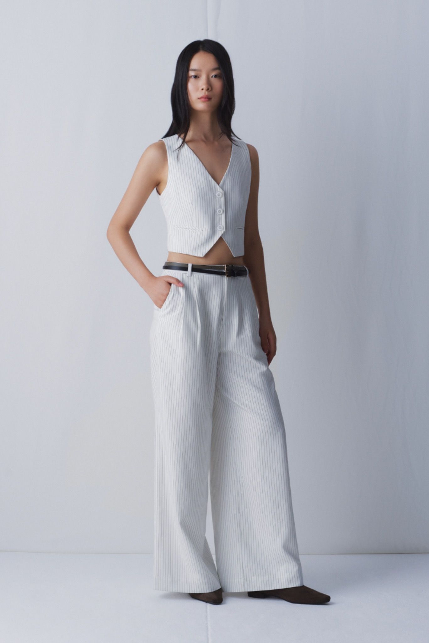 Libe White Wide Leg Trousers (Pre-order)