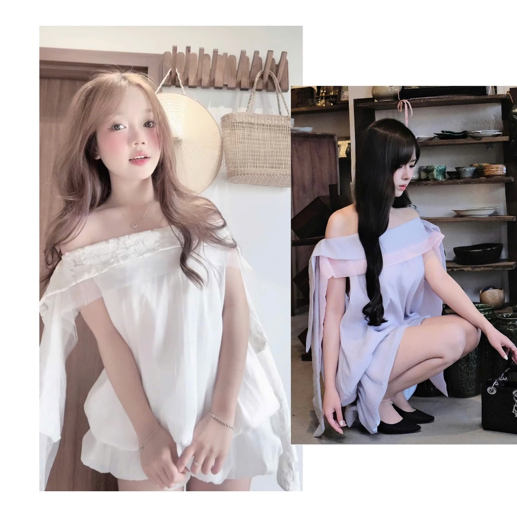 Aguja Yen Off-Shoulder Bubble Dress (Pre-order)