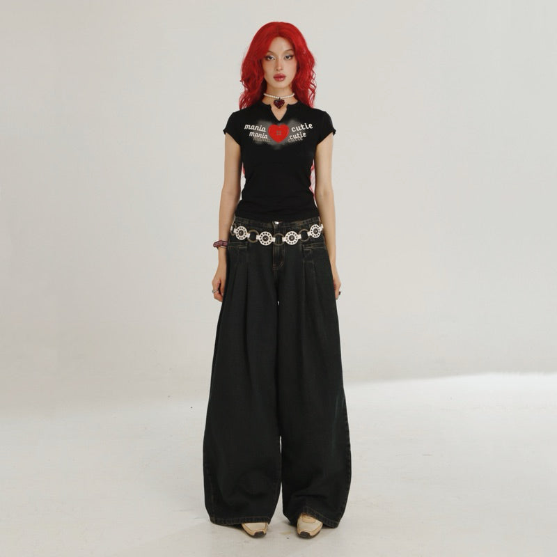 Mania Cutie Red Button Top